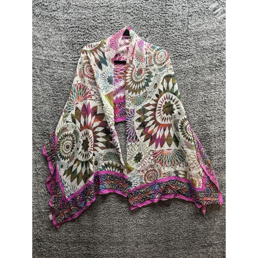 Matthew Williamson, Multicolored‎ 100% Silk Geometric Print Scarf 76"x52"